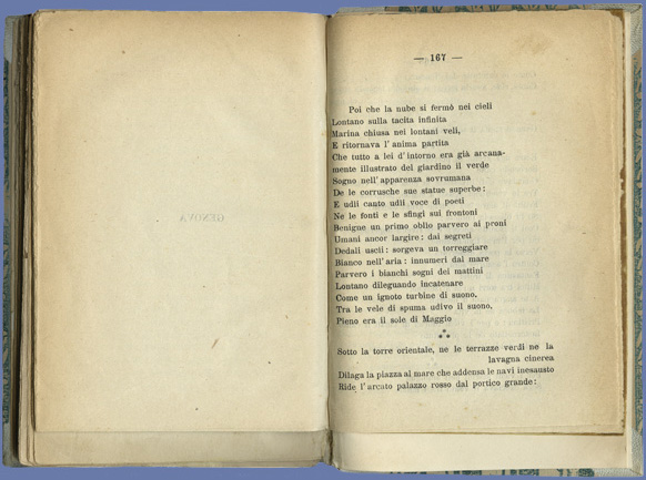 Genova, prima strofa (Canti Orfici. Marradi, 1914, p. 167)