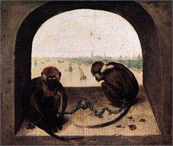P. Bruegel il vecchio, Due scimmie, 1562, 20 x 23 cm