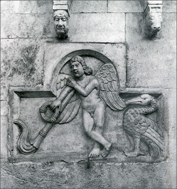 Wiligelmo, genietto reggifiaccola, Modena, Duomo
