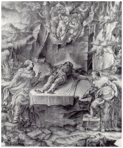 Cristo morto tra la Carità e la Giustizia, di Lelio Orsi