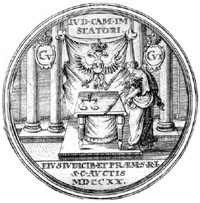 medaglia incisa: Giustizia e aquila imperiale