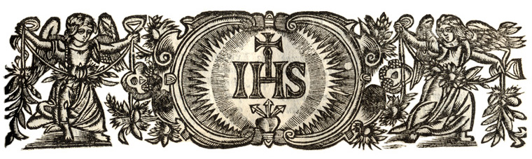 testatina xilografica con stemma dei Gesuiti